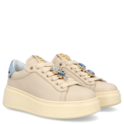 Sneakersy skórzane premium - GIO+ PIA312A BEŻOWE