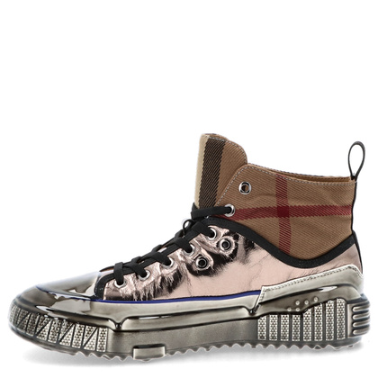 Skórzane wysokie sneakersy męskie - JOHN DOUBARE CC2883 METALICZNE