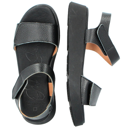 Skórzane sandały zapinane na rzep - OH! MY SANDALS 5650 CZARNE