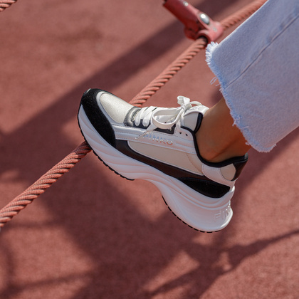 Sneakersy damskie premium - PINKO ARIEL 07 BIAŁO-CZARNE