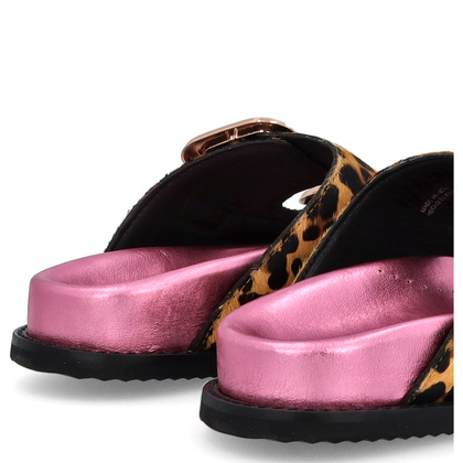 Skórzane klapki damskie - GIOSEPPO 75453 PANTERKA