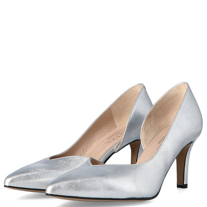 Szpilki z otwartym bokiem - KOTYL 3787 SREBRNE