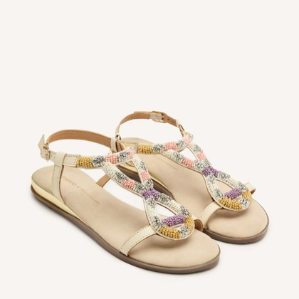 Skórzane płaskie sandałki - GIOSEPPO 74856 BEŻOWE