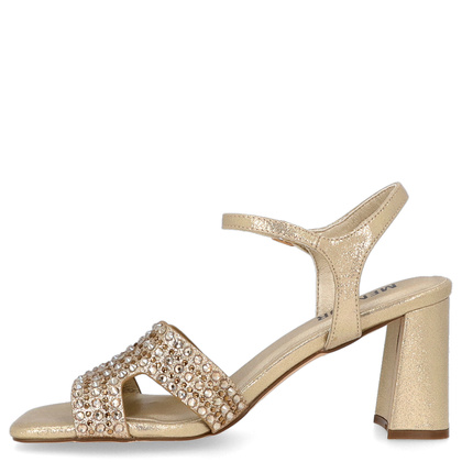 Błyszczące sandały na słupku - MENBUR 24745 ZŁOTE