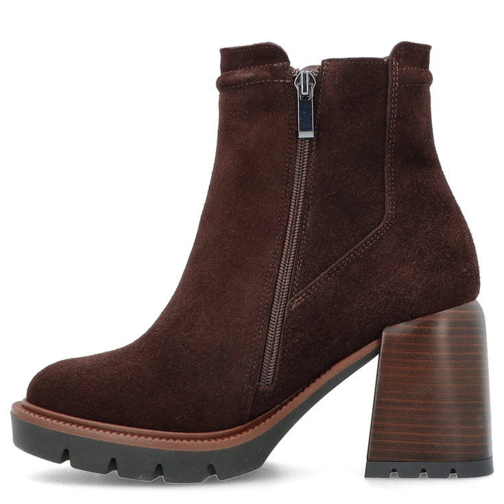 Skórzane botki na platformie - TYMOTEO G1047 CZEKOLADOWE