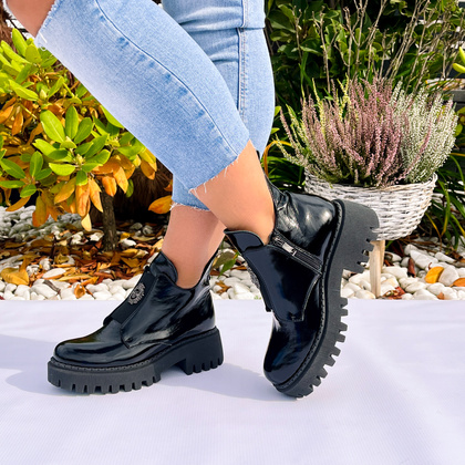 Botki na grubszym spodzie - LEMAR 60451 CZARNE