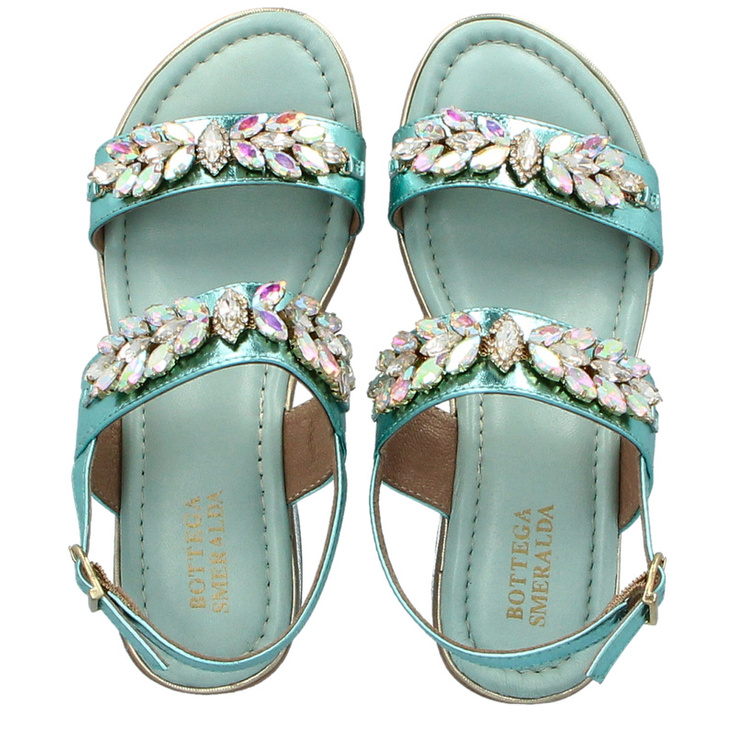 Eleganckie sandały ze skóry - BOTTEGA SMERALDA 3LN24C NIEBIESKIE