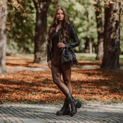 Wysokie workery ze skóry - TYMOTEO 2163/1 CZARNE