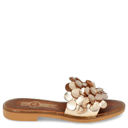 Klasyczne klapki ze skóry - LEMAR 40381 ZŁOTE