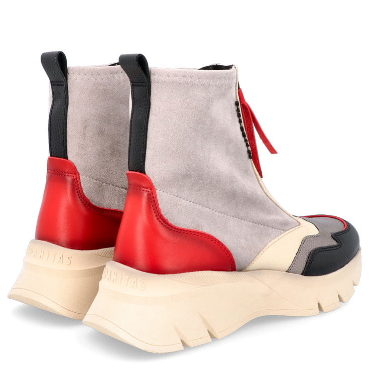 Hiszpańskie wysokie sneakersy z zamkiem - HISPANITAS CHI243628 SZARO-BEŻOWE