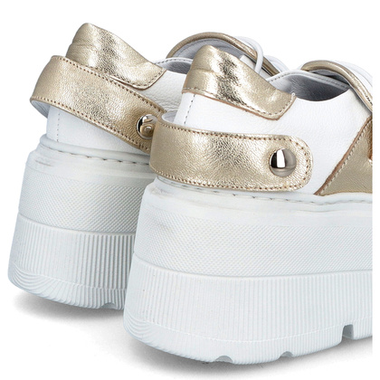 Sneakersy na lekkiej podeszwie - TYMOTEO R1001 BIAŁO-ZŁOTE