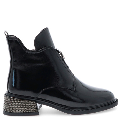 Eleganckie lakierowane botki - FILIPPO DBT6003/24 CZARNE