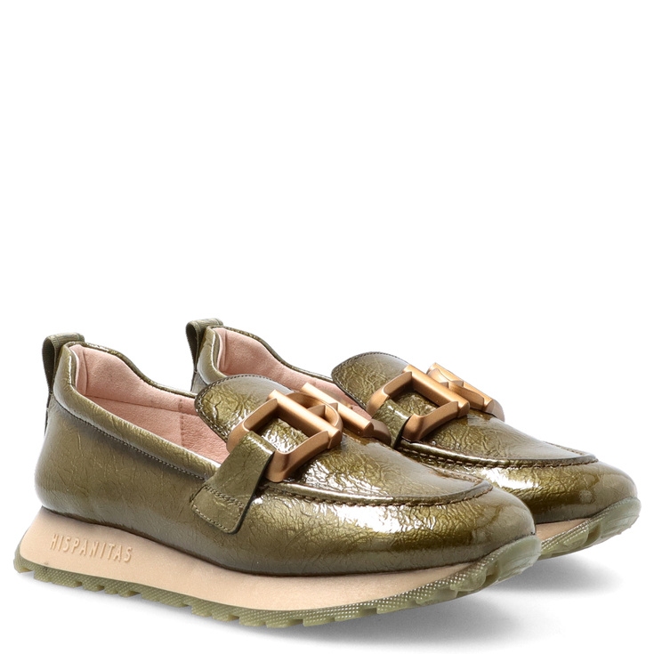 Hiszpańskie półbuty lakierowane - HISPANITAS HI254386 KHAKI