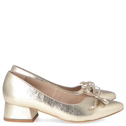 Czółenka na niskim obcasie - KOTYL 9925 ZŁOTY LICO