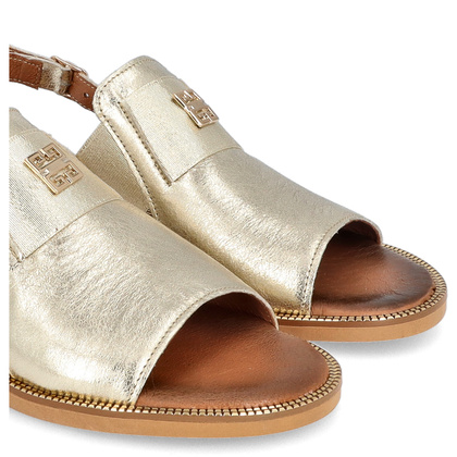 Płaskie sandały ze skóry - LEMAR 40385 ZŁOTE