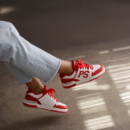 Sneakersy premium unisex - PLEIN SPORT SAES-USC0737 CZERWONO-BIAŁE