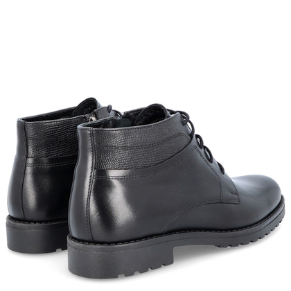 Skórzane buty męskie za kostkę - TAPI F-2446 CZARNE