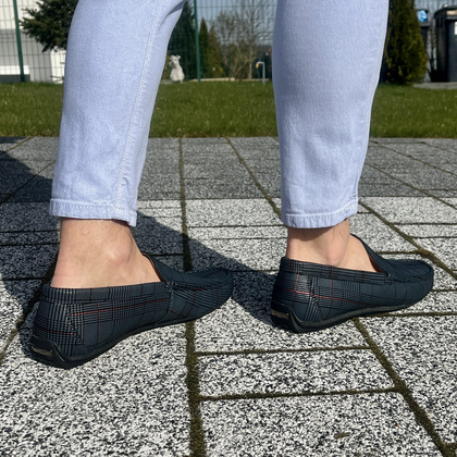 Eleganckie mokasyny męskie - JOHN DOUBARE 628A-H-888 SZARE