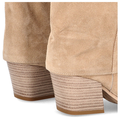 Wysokie kowbojki ze skóry - TYMOTEO L1057 BEŻOWE