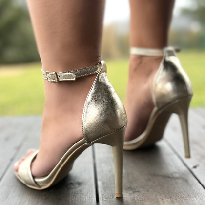 Eleganckie sandały, skóra - TYMOTEO LALI ZŁOTE