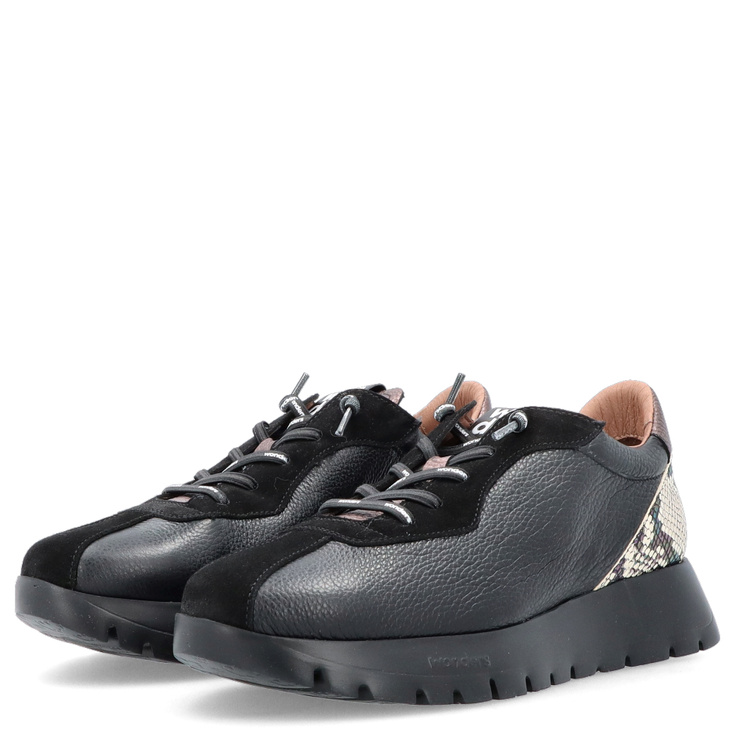 Hiszpańskie sneakersy premium - WONDERS A-2495 CZARNE
