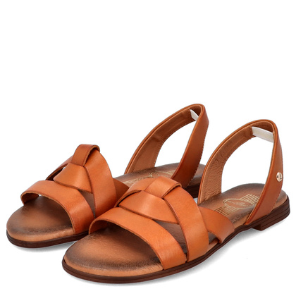 Płaskie sandały skórzane - LEMAR 40185 BRĄZOWE