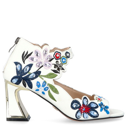 Sandały z kolorowymi kryształkami - SCAVIOLA S-194 BIAŁE