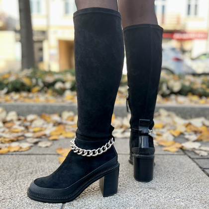 Modne zamszowe kozaki - SCAVIOLA M-69 CZARNE