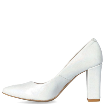 Czółenka ślubne ze skóry - TYMOTEO LAND SREBRNE