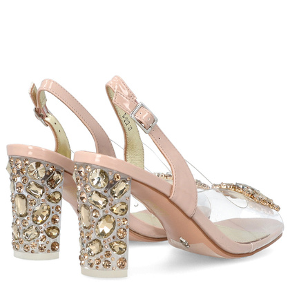 Sandały na modnym obcasie - SCAVIOLA S-207 BEŻOWE