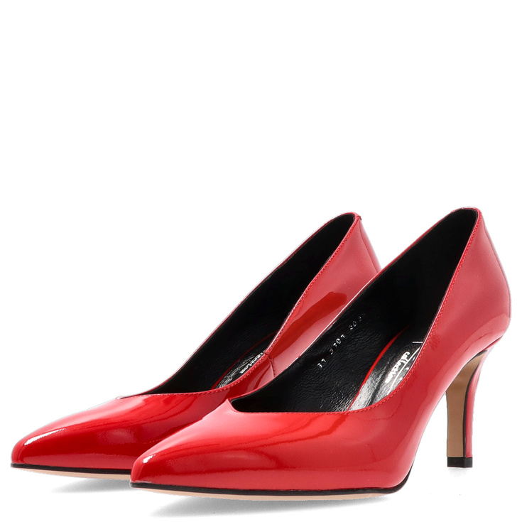 Eleganckie szpilki ze skóry lakierowanej - KOTYL 3701 CZERWONE