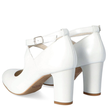 Pełne czółenka ślubne - KOTYL 7091 ECRU PERŁOWE