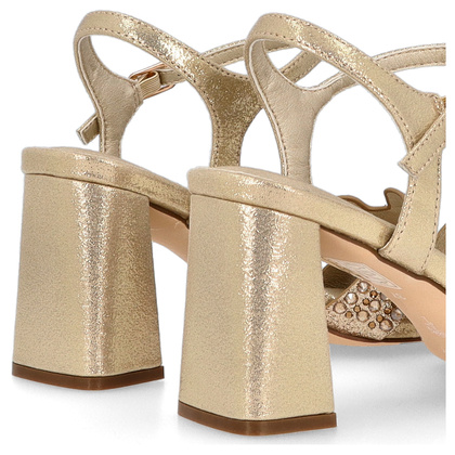 Błyszczące sandały na słupku - MENBUR 24745 ZŁOTE