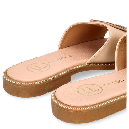 Eleganckie klapki z ozdobą - FILIPPO DK6217/24 BEŻ