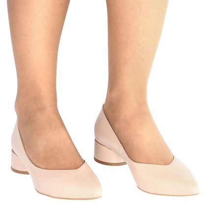 Czółenka na niskim obcasie - KOTYL 9921 BEŻOWE