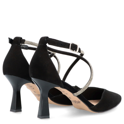 Szpilki z błyszczącymi paseczkami - KOTYL 3713 CZARNE