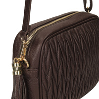 Listonoszka ze skóry naturalnej - TOSCANIO F226 CIEMNY BRĄZ