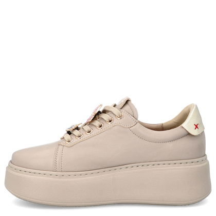 Sneakersy skórzane z ozdobami - CHEBELLO 4292 BEŻOWE