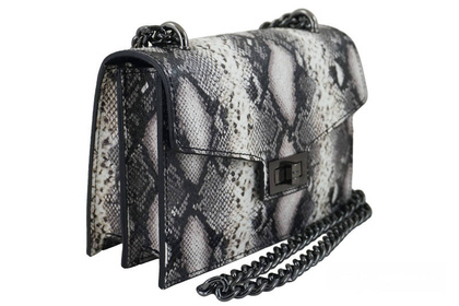 Skórzana torebka z motywem węża - BARBERINIS 970-1 CZARNA