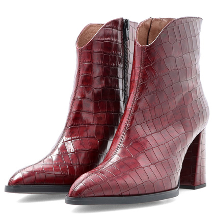 Skórzane botki z motywem zwierzęcym - WONDERS M-5430 BORDOWE