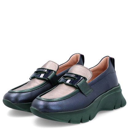 Sportowe mokasyny z ozdobą - HISPANITAS CHI243631 GRANATOWO-ZIELONE