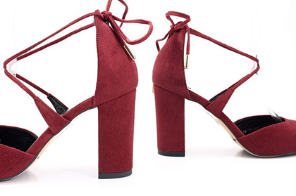 Wiązane na kostce, taneczne - KOTYL 5899 BORDOWE