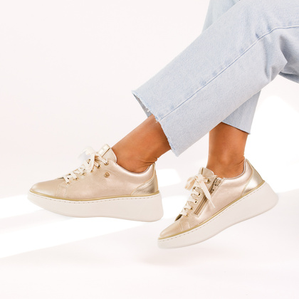 Sneakersy damskie - GEOX D.SUNNETTY D55YHA ZŁOTE