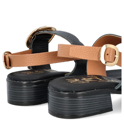 Eleganckie sandały ze skóry - OH! MY SANDALS 5609 CZARNO BRĄZOWE