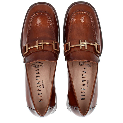 Lakierowane półbuty na obcasie - HISPANITAS HI243590 BRĄZOWE