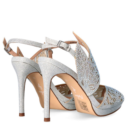 Sandały z asymetryczną cholewką - MENBUR 23938 SREBRNE