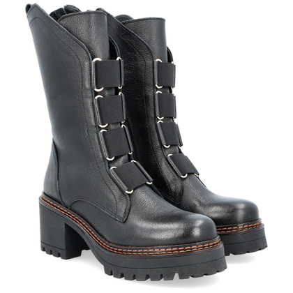 Wysokie workery ze skóry - TYMOTEO 2163/1 CZARNE