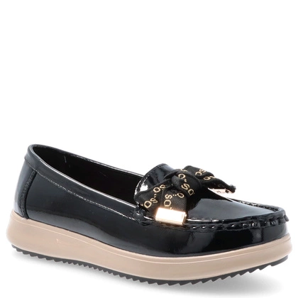 Skórzane półbuty z kokardą - FILIPPO DP6457/25 CZARNE