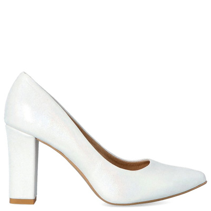 Czółenka ślubne ze skóry - TYMOTEO LAND SREBRNE