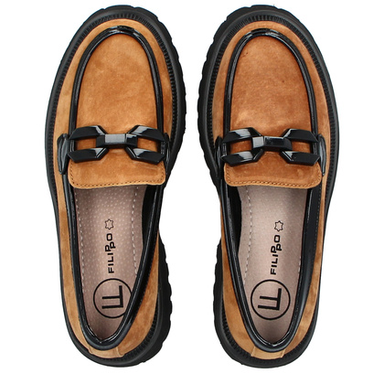 Eleganckie mokasyny z klamrą - FILIPPO DP6486/24 MUSZTARDOWE